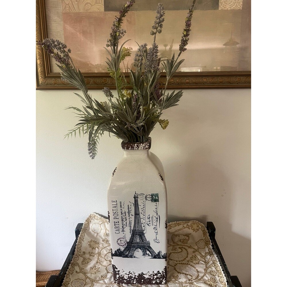 Ceramic Shabby Chic Paris Eiffel Tower Vase
